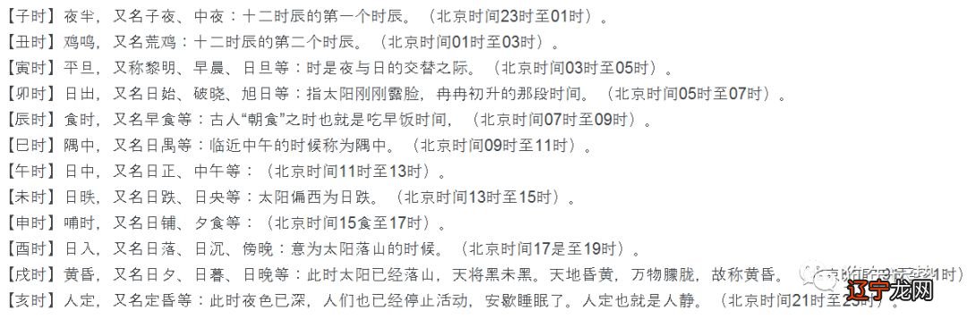 十二时辰更对照表 中国十二时辰