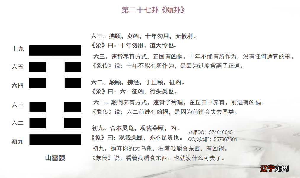 占卜得到颐卦，问事业遇到此爻，则是临渊羡鱼，不如退而结网