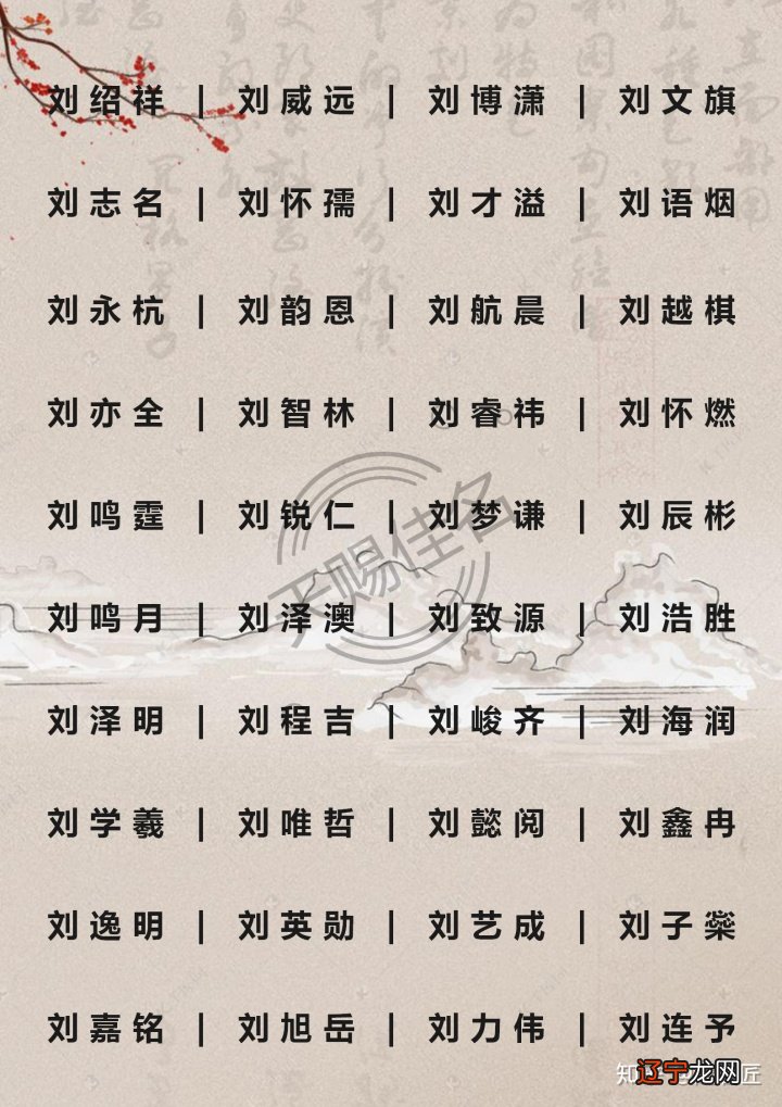 刘姓水木组合的男孩名字