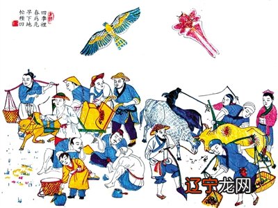 组图 局部 张殿英木版年画《农家乐》