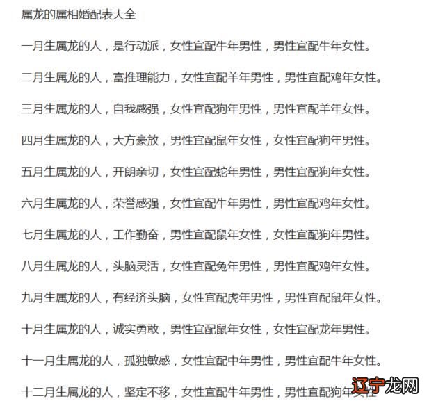 女性76年属龙的女,找属什么的配偶好