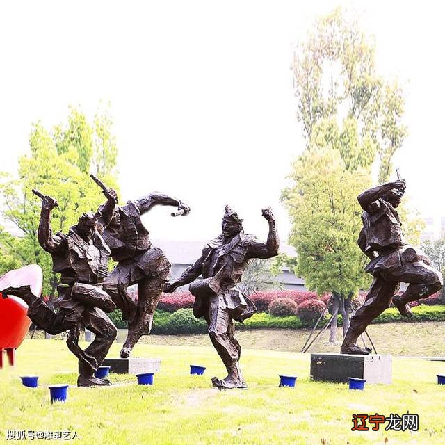 组图 陕北民俗雕塑打腰鼓人物雕塑户外广场景观雕塑