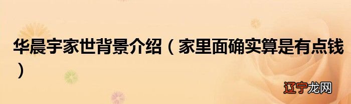 家里面确实算是有点钱 华晨宇家世背景介绍