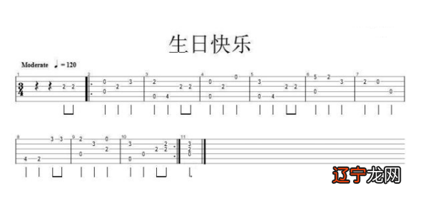 生日快乐吉他谱简单版新手入门 全部在同一根弦上演奏0就是空